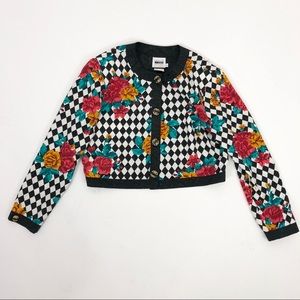 Vintage Cropped Blouse L/S Size 12P Floral Button